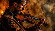 © JVLMediaUHD - In the midst of musical expression, a man's proficiency with the violin reflects the timeless beau