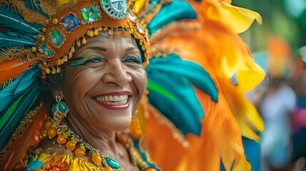 senior woman in costume at the brazil carnival