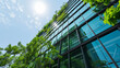 Sustainable green building. Eco-friendly building. Ai Generative