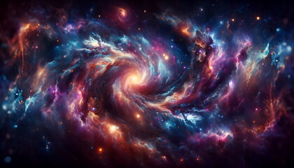 Wall Mural - A Background wallpaper of visual of Nebulae Rhythmic Dance in Deep Space, Infused with Swirling Motions and Vivid Colors for a Captivating Cosmic Choreography.