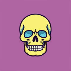 Wall Mural - Skull in cartoon, doodle style. Image for t shirt. Isolated 2d vector illustration in logo, icon, sketch style, Eps 10. AI Generative