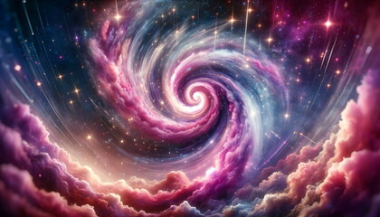 Wall Mural - A wallpaper background of spiral galaxy in space astronomy