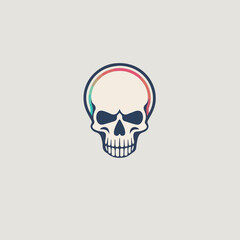 Wall Mural - Skull in cartoon, doodle style. Image for t shirt. Isolated 2d vector illustration in logo, icon, sketch style, Eps 10. AI Generative