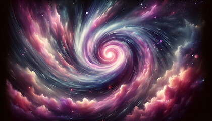 Wall Mural - A wallpaper background of spiral galaxy in space astronomy