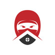 A creative logo with a ninja head and house shape. Strong, bold, simple, and modern. It would be perfect for real estate, construction, or restaurant logo