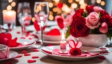 Candle And Rose Petals Valentine Background