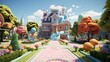 Colorful cartoon house in a whimsical setting
