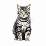 Fototapeta  - A cute cat is sitting and looking at the camera
