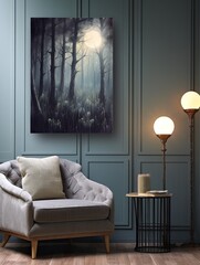Wall Mural - Celestial Canopy: Enchanted Moonlit Forest Scenes and Rustic Wall Art