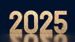 The gold number 2025 for new year or celebration concept 3d rendering.