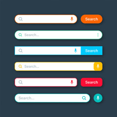 Wall Mural - colorful search bar templates. internet browser engine with search box, address bar and text field. 