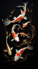 Wall Mural - koi fish in garden pond illustration