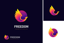 Awesome Phoenix Fly Gradient Logo Illustration Design Vector Template