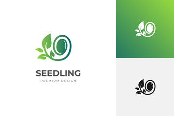 Wall Mural - Sprout logo icon design with seed growth graphic symbol for green green earth vector logo template