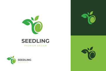 Wall Mural - Sprout logo icon design with seed growth graphic symbol for green green earth vector logo template