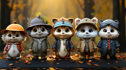 Poster - Cute Cartoon Animal Characters