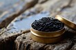 Black caviar in can, ai generative