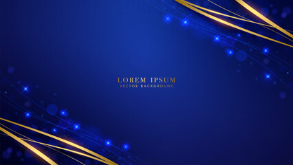 Wall Mural - blue luxury background with golden lines, glitter light effect and bokeh decoration