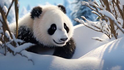 Wall Mural - Relaxed Panda Lounging in Bamboo Grove - AI-Generative