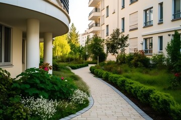 Wall Mural - Modern apartment complex buildings in residential area.