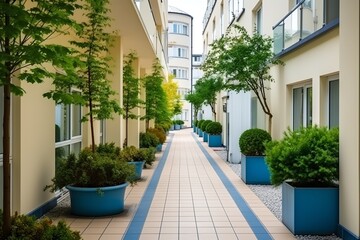 Wall Mural - Modern apartment complex buildings in residential area.