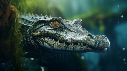 Sticker - Menacing Crocodile Emerging from Dark Waters with Sinister Glare - AI-Generative