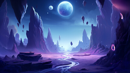 Wall Mural - fantasy space cartoon game concept background