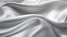 The Luxurious Sheen Of Silver Satin Fabric Is Displayed In This Image, Highlighting The Elegant Folds And Soft Texture.