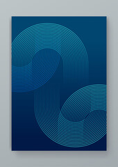 Wall Mural - Blue vector glowing tech geometric line modern abstract poster. Modern cover template for annual report, flyer, brochure, presentation, poster, and catalog