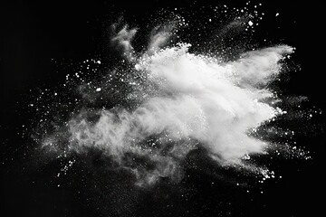 Flourish of fantasy. Captivating image capturing explosion of white powder on black background festive burst of creativity and motion perfect for abstract and celebration collections