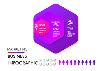 Wall Mural - tam sam som infographic template 3 options marketing analysis business site for investment and oppor