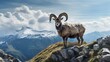 Majestic Markhor Surveying its Mountainous Domain from a Cliff Summit - AI-Generative