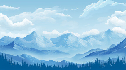 Poster - pixel art seamless background with mountain