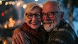 © pinkrabbit - couple senior family smile and happy activity together, cuddling, warm hugs, senior or adult love, married couple, warm family. Husband and wife in love so fun in important days, celebrating