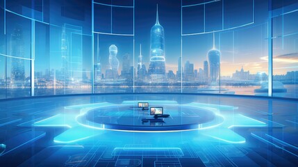 Wall Mural - artificial business futuristic background illustration intelligence virtual, reality blockchain, sustainability disruption artificial business futuristic background