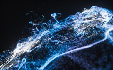 Wall Mural - Abstract flowing wave particles background, 3d rendering.