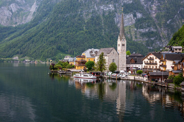 View of Lake Hallstattersee and the city of Hallstatt