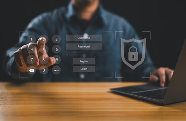 Fototapete - Cybersecurity concept, information security and encryption, secure access to user's personal information, secure Internet access, cybersecurity.  .