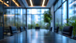 Blurred office space. Abstract bokeh office interior background for design.