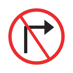 Wall Mural - do not turn right sign icon