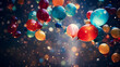 © Katrin_Primak - multi-colored balloons and confetti, banner or postcard for the holiday with congratulations