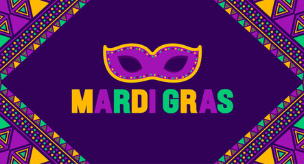 Wall Mural - Mardi Gras Carnival in New Orleans background with Carnival mask.  Mardi Gras refers to events of the Carnival celebration background design template. use to banner, placard, card, and poster design.