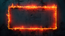 Flames Surrounding A Red-hot Horizontal Rectangular Frame With Room For Copy Space