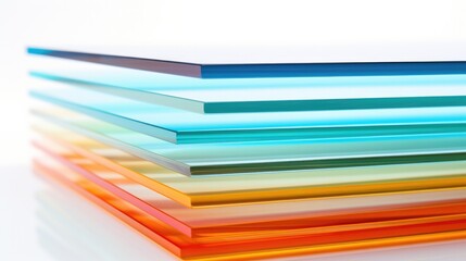 Wall Mural - Laminated glass sheets stack. Decorative colored window material sample