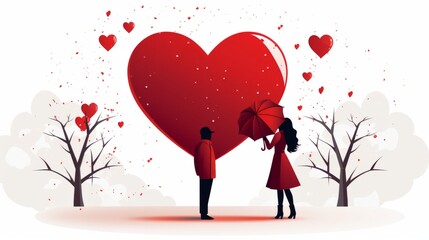 Wall Mural - Creative Logo shape heart. Love design. Generate Ai. valentine love woman and man winter png like style