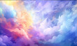 AI generated illustration of abstract clouds in vibrant colors fill the sky