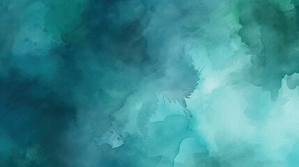 Wall Mural - turquoise & black watercolor background with black waves , teal  blue green Abstract watercolor paint background