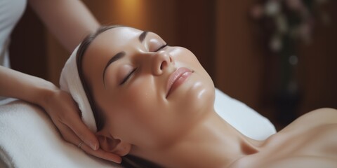 Poster - Calm woman having spa facial massage