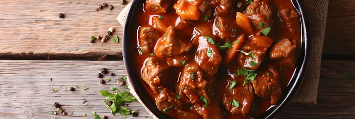 Wall Mural - overhead studio shot of a bowl of goulash