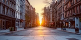 Fototapeta Uliczki - street in the town,  a street with buildings in the distance, Empty street at sunset , old street, narrow street
